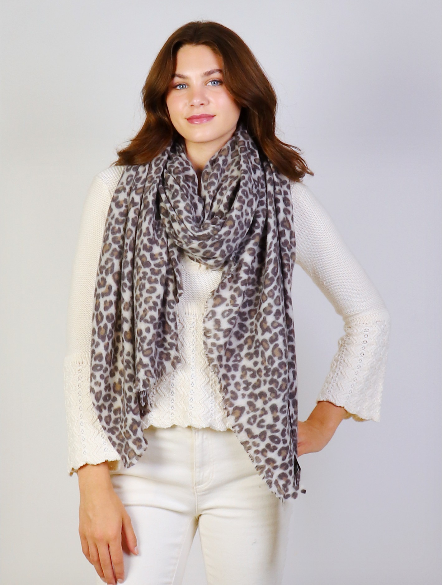 Soft Leopard Print Blanket Scarf